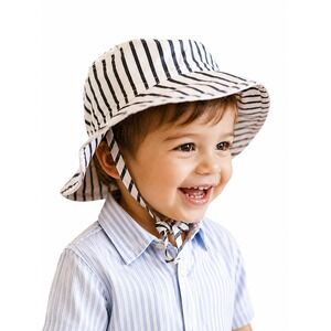 Pehr Kids Summer Bucket Hat 100% Organic Cotton Navy Blue Striped 6-12M